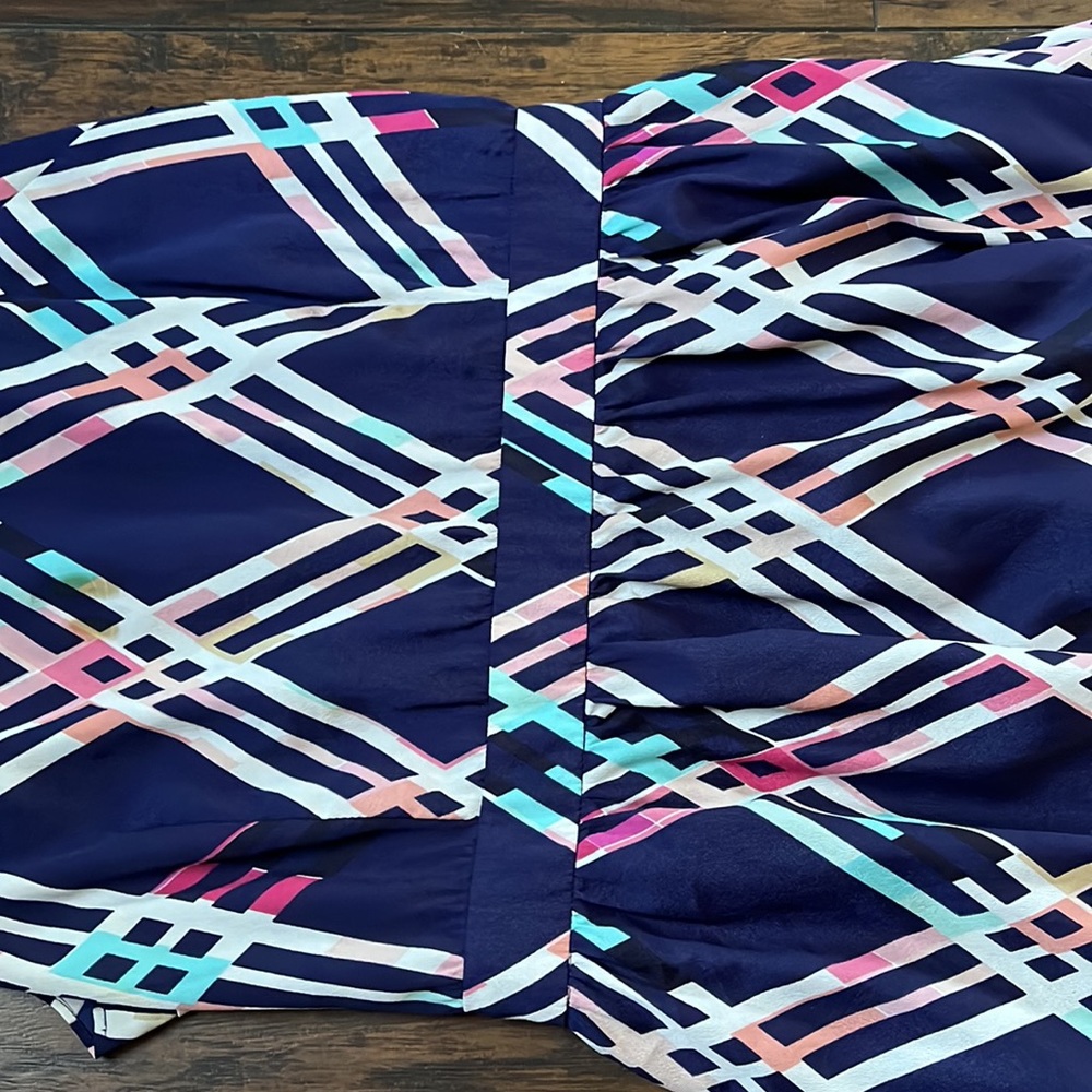 Anthropologie Maeve Blue/Pink Plaid Sleeveless High Low Dress - Picture 8 of 10